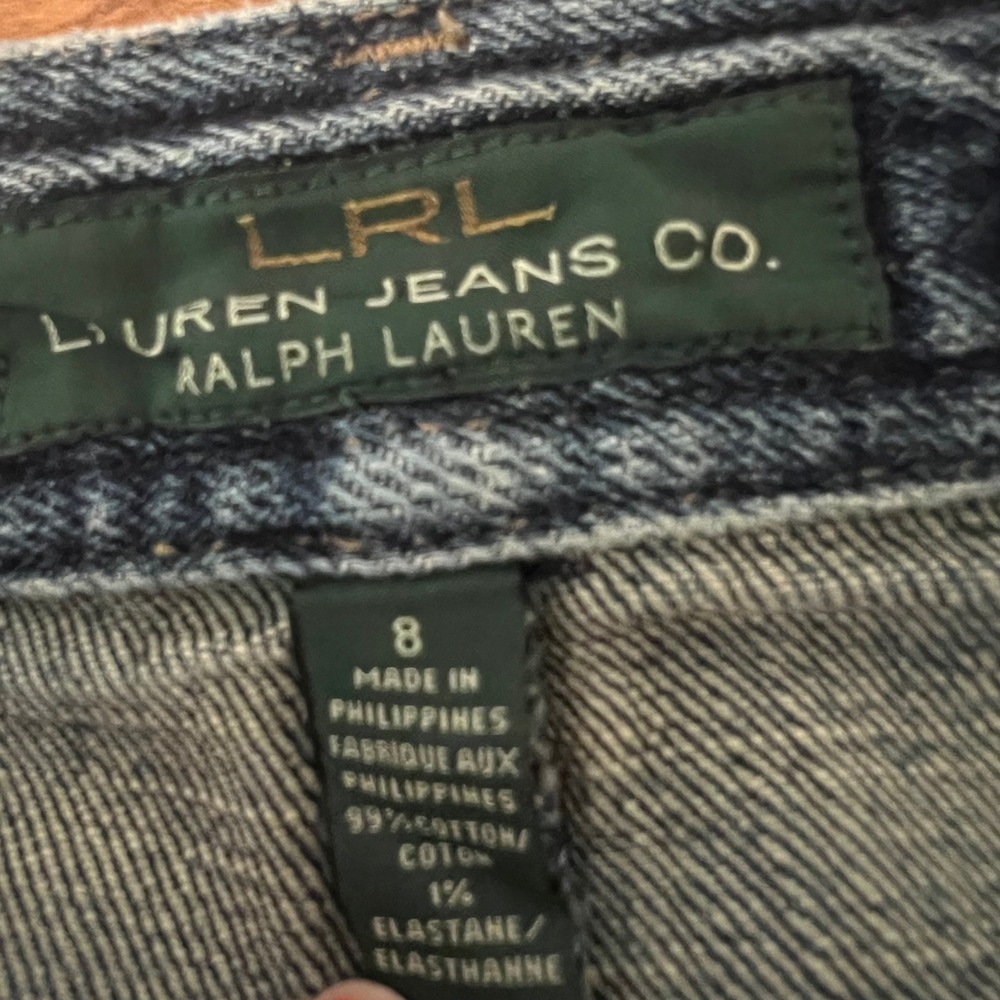 Lauren Ralph Lauren Denim Skirt Sz 8 Blue Pencil Knee Length Utility Pockets - Picture 3 of 10